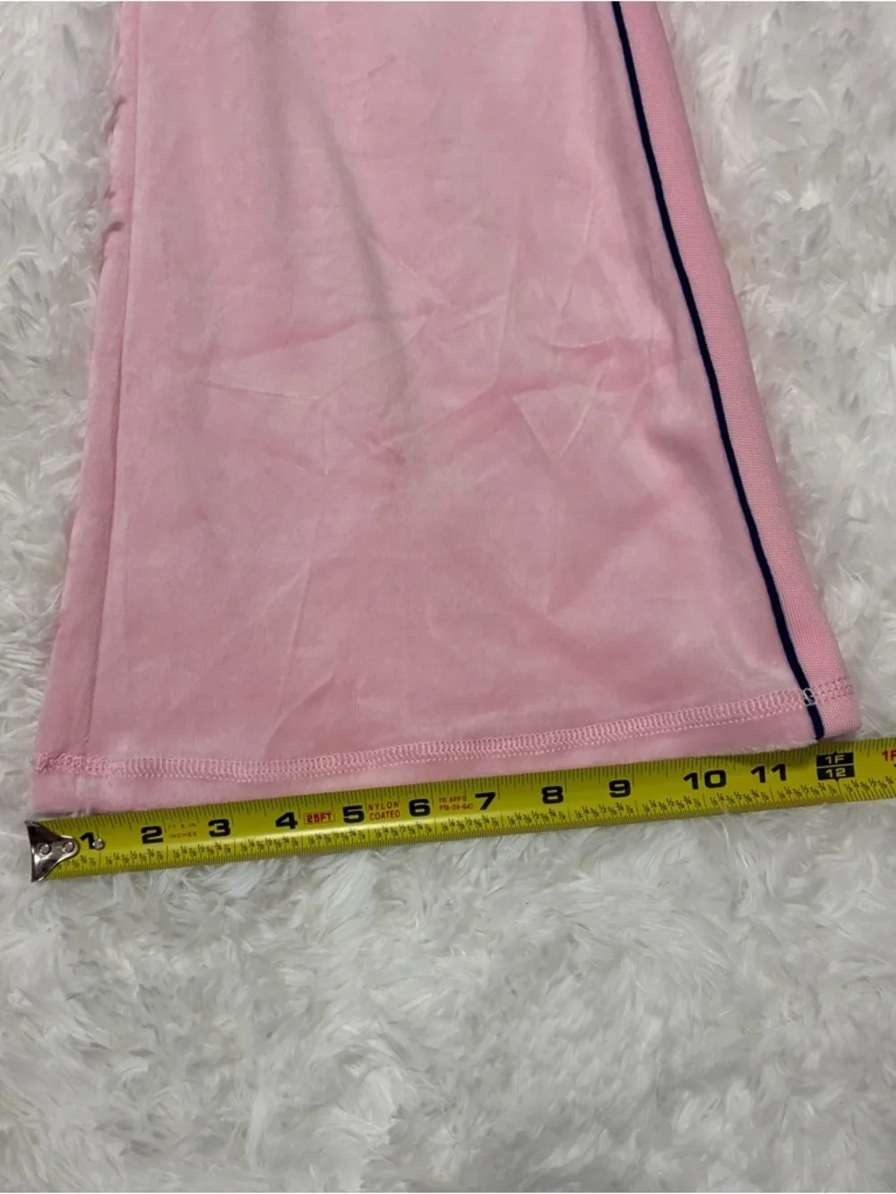 Juicy Couture Pink Velour Wide-Leg Track Pants with Blue Side Stripes - Picture 8 of 11